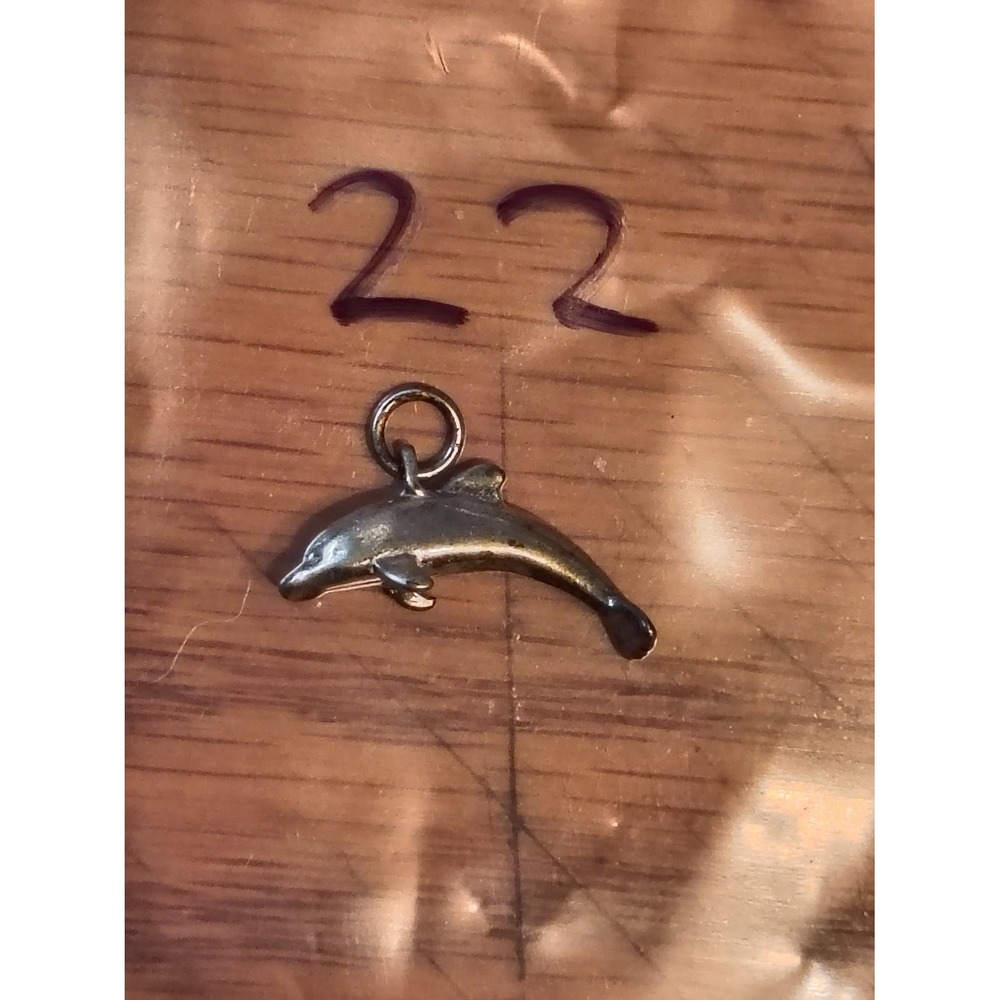 Vintage Leaping Dolphin Pendant Charm Silver Tone Animal Jewelry Small Nautical